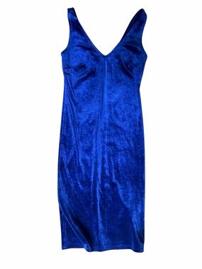 Royal Blue Velvet Midi Slip Dress